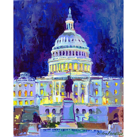 Washington D C Black Modern Wood Framed Art Print with Double Matting by Wallich, Richard