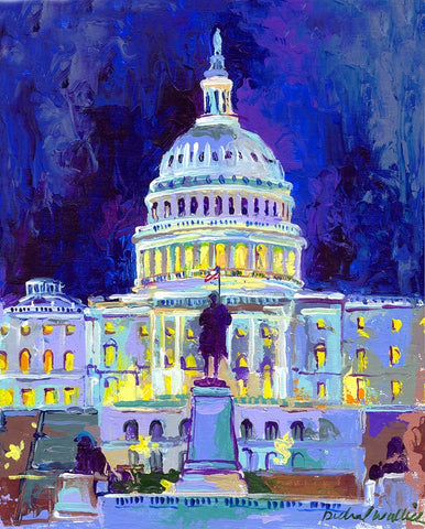 Washington D C White Modern Wood Framed Art Print with Double Matting by Wallich, Richard