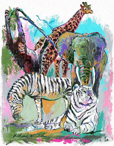 Animals White Modern Wood Framed Art Print with Double Matting by Wallich, Richard