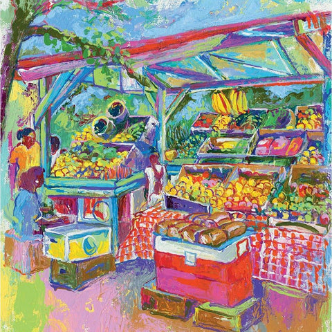 Fruit Market White Modern Wood Framed Art Print by Wallich, Richard