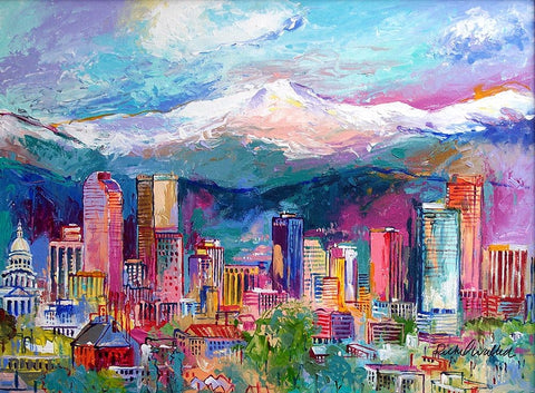 Denver White Modern Wood Framed Art Print with Double Matting by Wallich, Richard