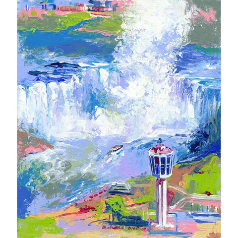Niagara Falls Black Modern Wood Framed Art Print with Double Matting by Wallich, Richard