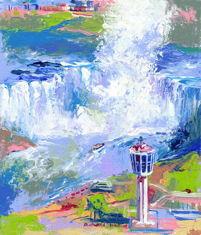Niagara Falls White Modern Wood Framed Art Print with Double Matting by Wallich, Richard