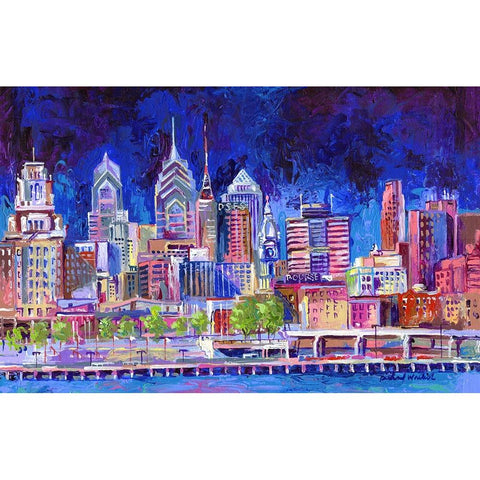 Philadelphia Black Modern Wood Framed Art Print with Double Matting by Wallich, Richard