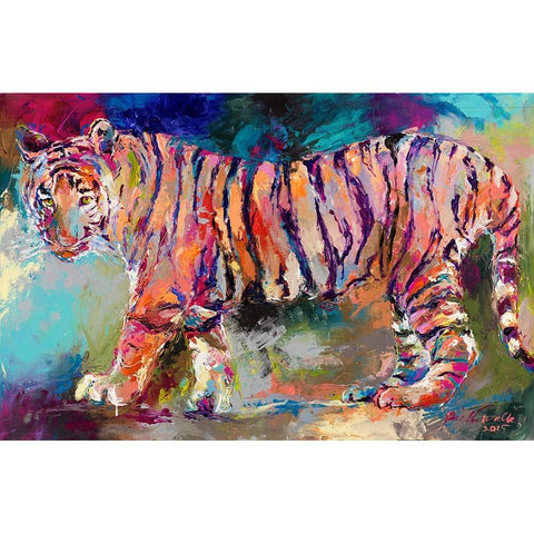 Bengal Tiger Black Modern Wood Framed Art Print with Double Matting by Wallich, Richard