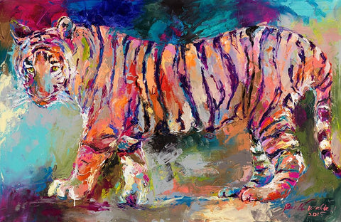 Bengal Tiger White Modern Wood Framed Art Print with Double Matting by Wallich, Richard