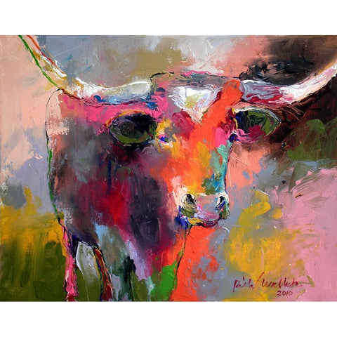 Texas Longhorn Black Modern Wood Framed Art Print with Double Matting by Wallich, Richard