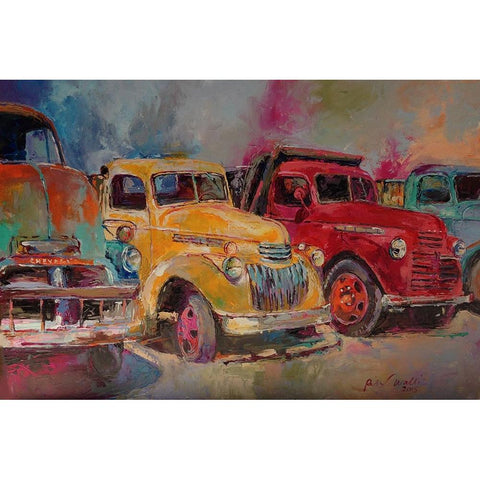 Trucks In Montrose White Modern Wood Framed Art Print by Wallich, Richard