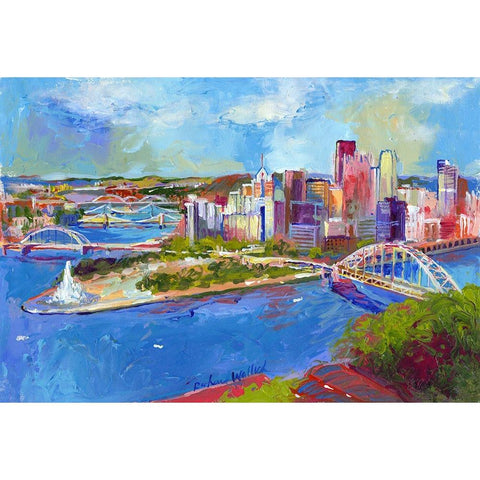 Pittsburgh Black Modern Wood Framed Art Print with Double Matting by Wallich, Richard