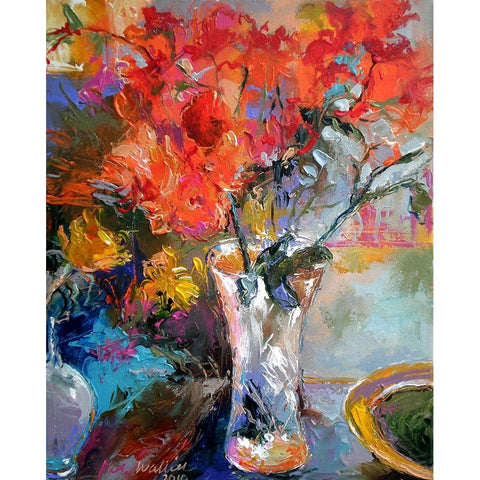 Flowers In Vase Gold Ornate Wood Framed Art Print with Double Matting by Wallich, Richard