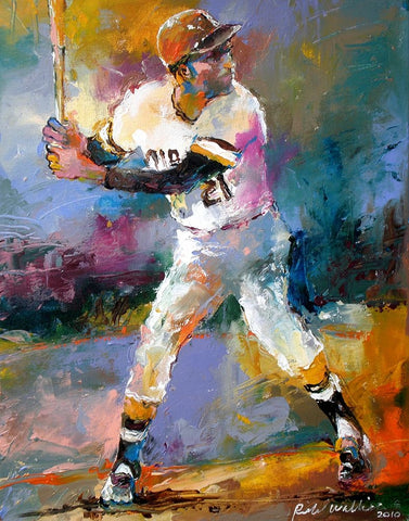 Roberto Clemente White Modern Wood Framed Art Print with Double Matting by Wallich, Richard