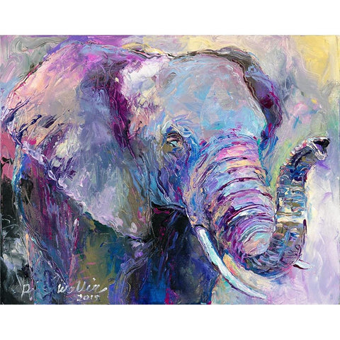 Blue Elephant Black Modern Wood Framed Art Print with Double Matting by Wallich, Richard