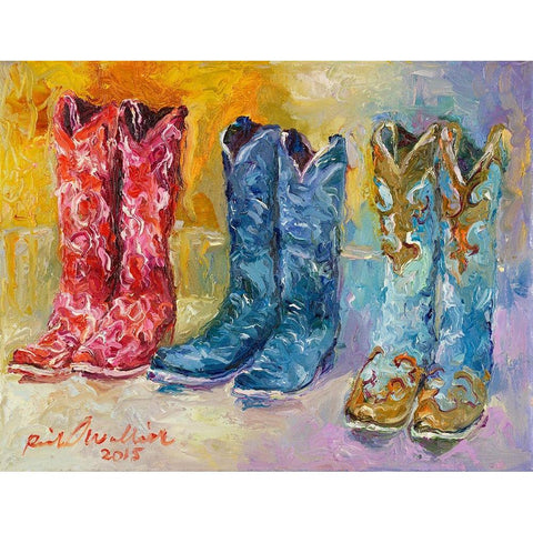 Cowboy Boots Black Modern Wood Framed Art Print with Double Matting by Wallich, Richard