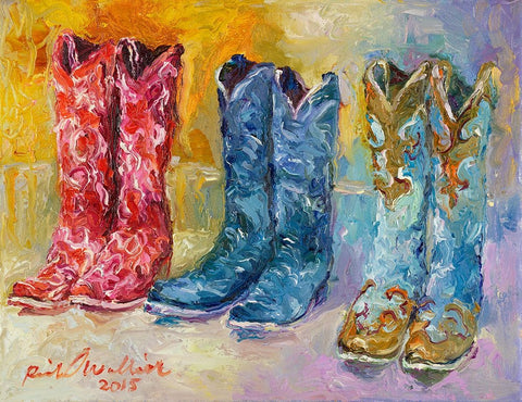 Cowboy Boots White Modern Wood Framed Art Print with Double Matting by Wallich, Richard