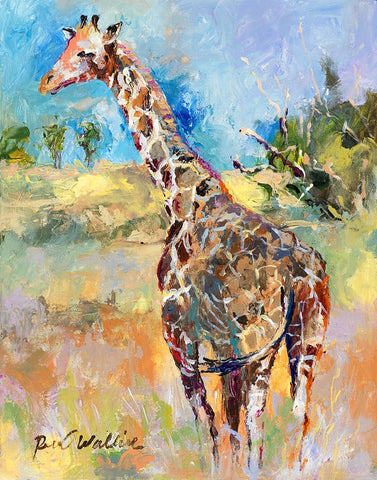 Giraffe White Modern Wood Framed Art Print with Double Matting by Wallich, Richard