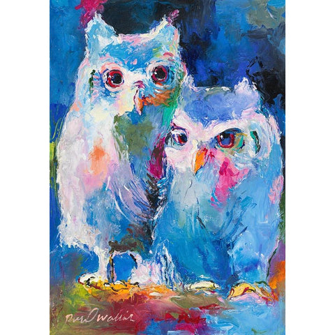 Owls Black Modern Wood Framed Art Print with Double Matting by Wallich, Richard