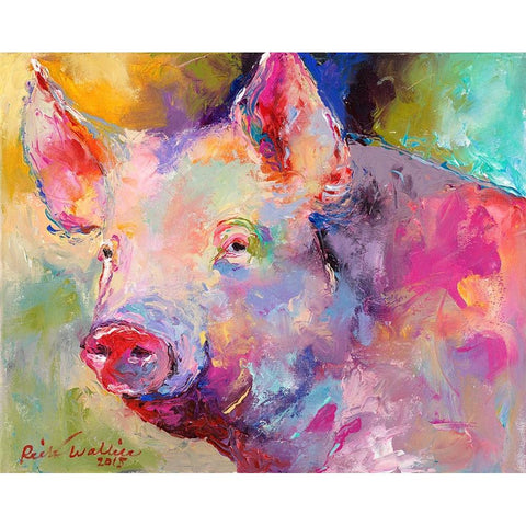 Piggy White Modern Wood Framed Art Print by Wallich, Richard