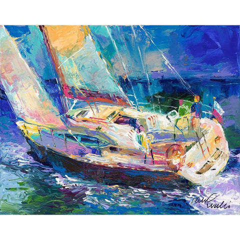 Sailboat White Modern Wood Framed Art Print by Wallich, Richard