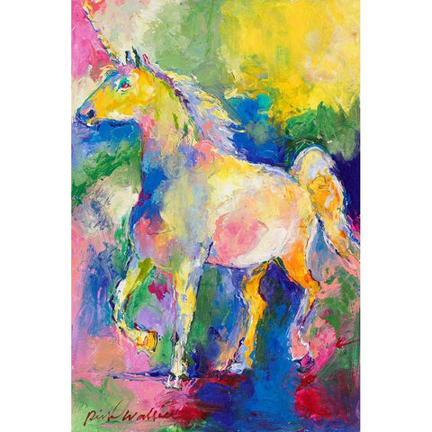 Unicorn White Modern Wood Framed Art Print by Wallich, Richard