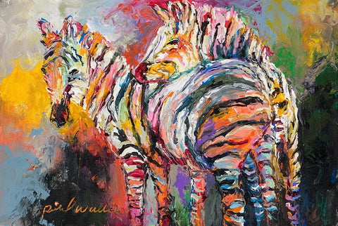 Zebras White Modern Wood Framed Art Print with Double Matting by Wallich, Richard