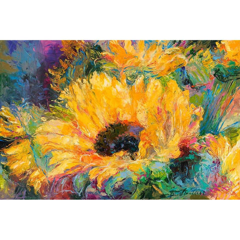 Blue Sunflowers White Modern Wood Framed Art Print by Wallich, Richard