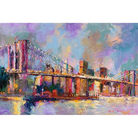 Brooklyn Bridge Black Modern Wood Framed Art Print by Wallich, Richard