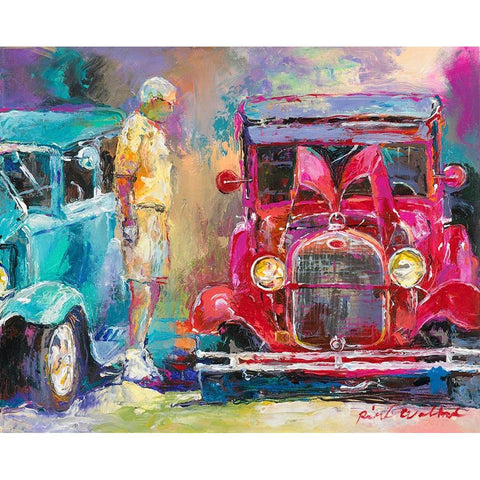 Old Cars Black Modern Wood Framed Art Print with Double Matting by Wallich, Richard