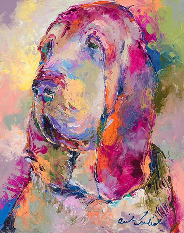 Blood Hound Black Ornate Wood Framed Art Print with Double Matting by Wallich, Richard