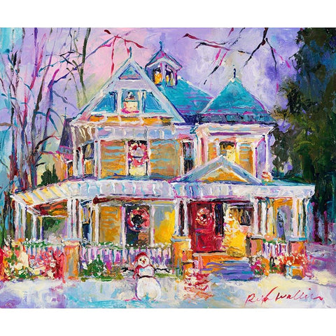 Christmas House Gold Ornate Wood Framed Art Print with Double Matting by Wallich, Richard