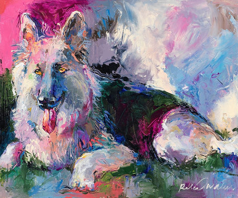 German Shepherd White Modern Wood Framed Art Print with Double Matting by Wallich, Richard