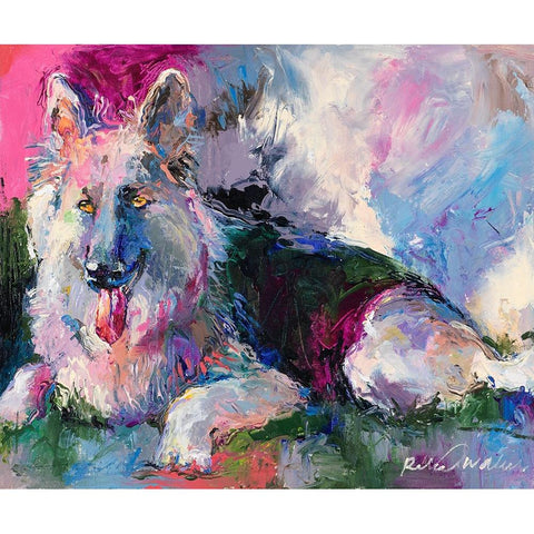 German Shepherd Black Modern Wood Framed Art Print by Wallich, Richard