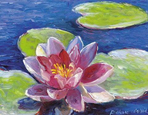 Lily Pad Flowers Black Ornate Wood Framed Art Print with Double Matting by Wallich, Richard