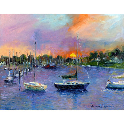 Wickford At Dusk Black Modern Wood Framed Art Print with Double Matting by Wallich, Richard
