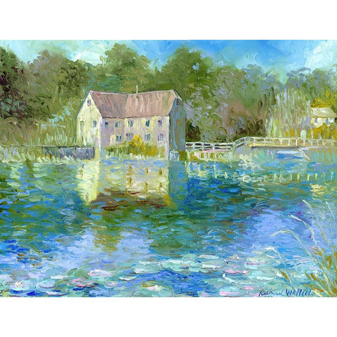 Old Mill White Modern Wood Framed Art Print by Wallich, Richard