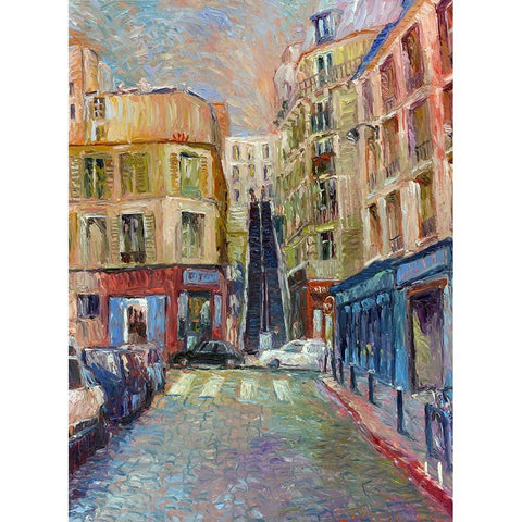 Paris Stairs Black Modern Wood Framed Art Print with Double Matting by Wallich, Richard