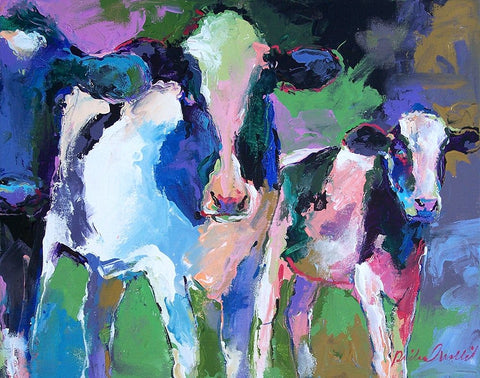 Art 3 Cows White Modern Wood Framed Art Print with Double Matting by Wallich, Richard