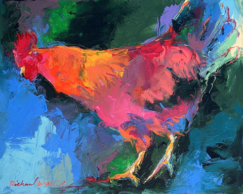 Art Chicken White Modern Wood Framed Art Print with Double Matting by Wallich, Richard