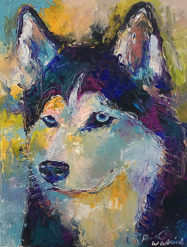 Art Husky White Modern Wood Framed Art Print with Double Matting by Wallich, Richard