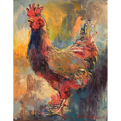 Art Rooster 1 Black Modern Wood Framed Art Print with Double Matting by Wallich, Richard