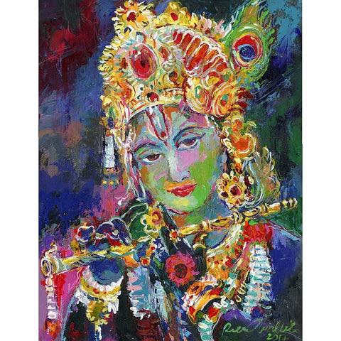 Krishna Black Modern Wood Framed Art Print with Double Matting by Wallich, Richard