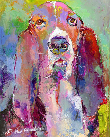 Art Basset Hound Black Ornate Wood Framed Art Print with Double Matting by Wallich, Richard