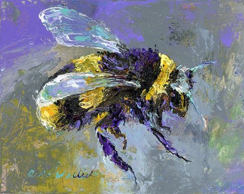BubbleBee White Modern Wood Framed Art Print with Double Matting by Wallich, Richard