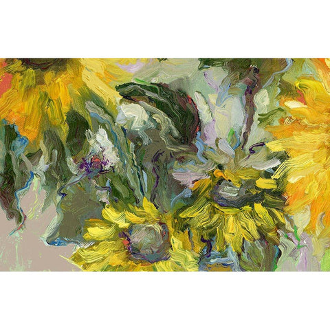 Sunflowers 2 Black Modern Wood Framed Art Print by Wallich, Richard