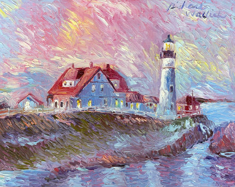 Lighthouse Black Ornate Wood Framed Art Print with Double Matting by Wallich, Richard