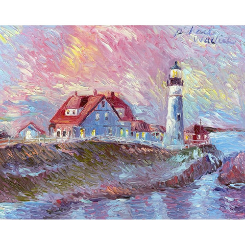 Lighthouse Black Modern Wood Framed Art Print by Wallich, Richard