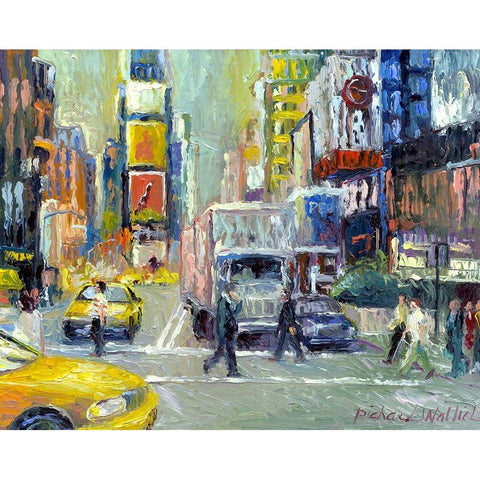 Times Square Black Modern Wood Framed Art Print by Wallich, Richard