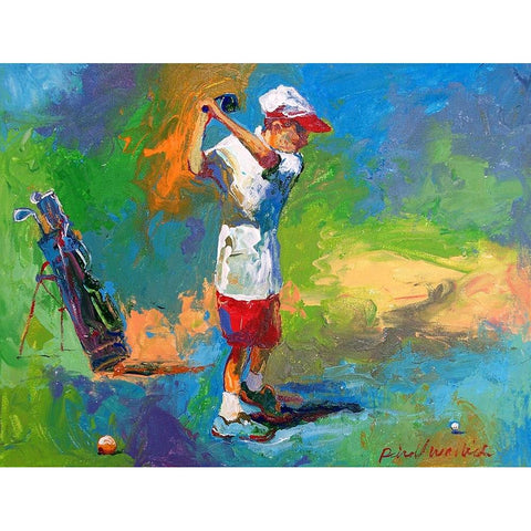 Kid Golf White Modern Wood Framed Art Print by Wallich, Richard