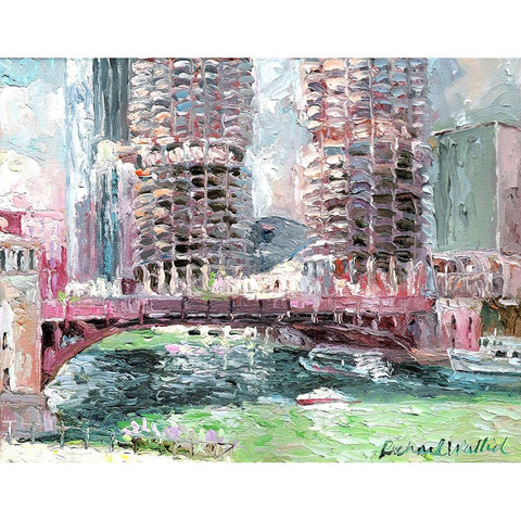 Marina Towers Black Modern Wood Framed Art Print with Double Matting by Wallich, Richard
