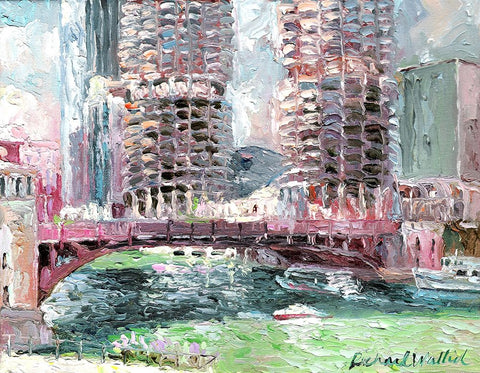 Marina Towers White Modern Wood Framed Art Print with Double Matting by Wallich, Richard
