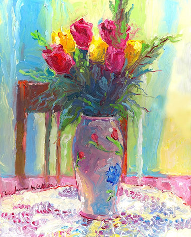 Roses 4 White Modern Wood Framed Art Print with Double Matting by Wallich, Richard